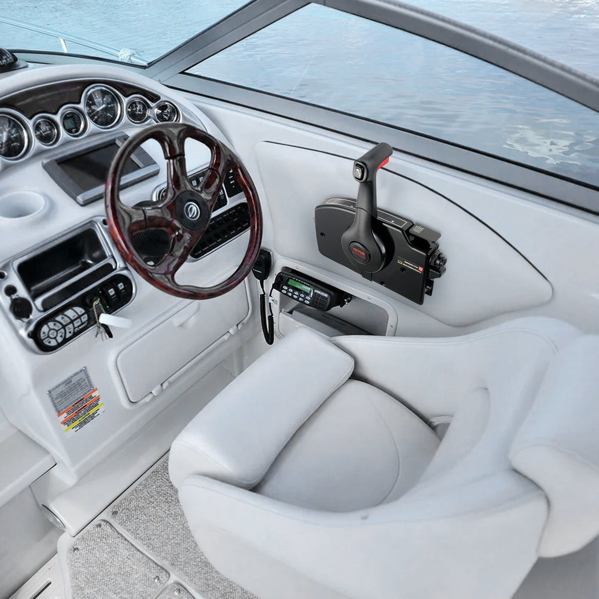 VEVOR Boat Throttle Control, 881170A15 Side-Mounted Outboard Remote Control Box for Mercury PT 2-Stroke, Marine Throttle Control Box with Power Trim Switch, 16.3 ft Harness 8+4 Pin, and Lanyard - CZSCYMKZQMERPYLKAV9 - view 9