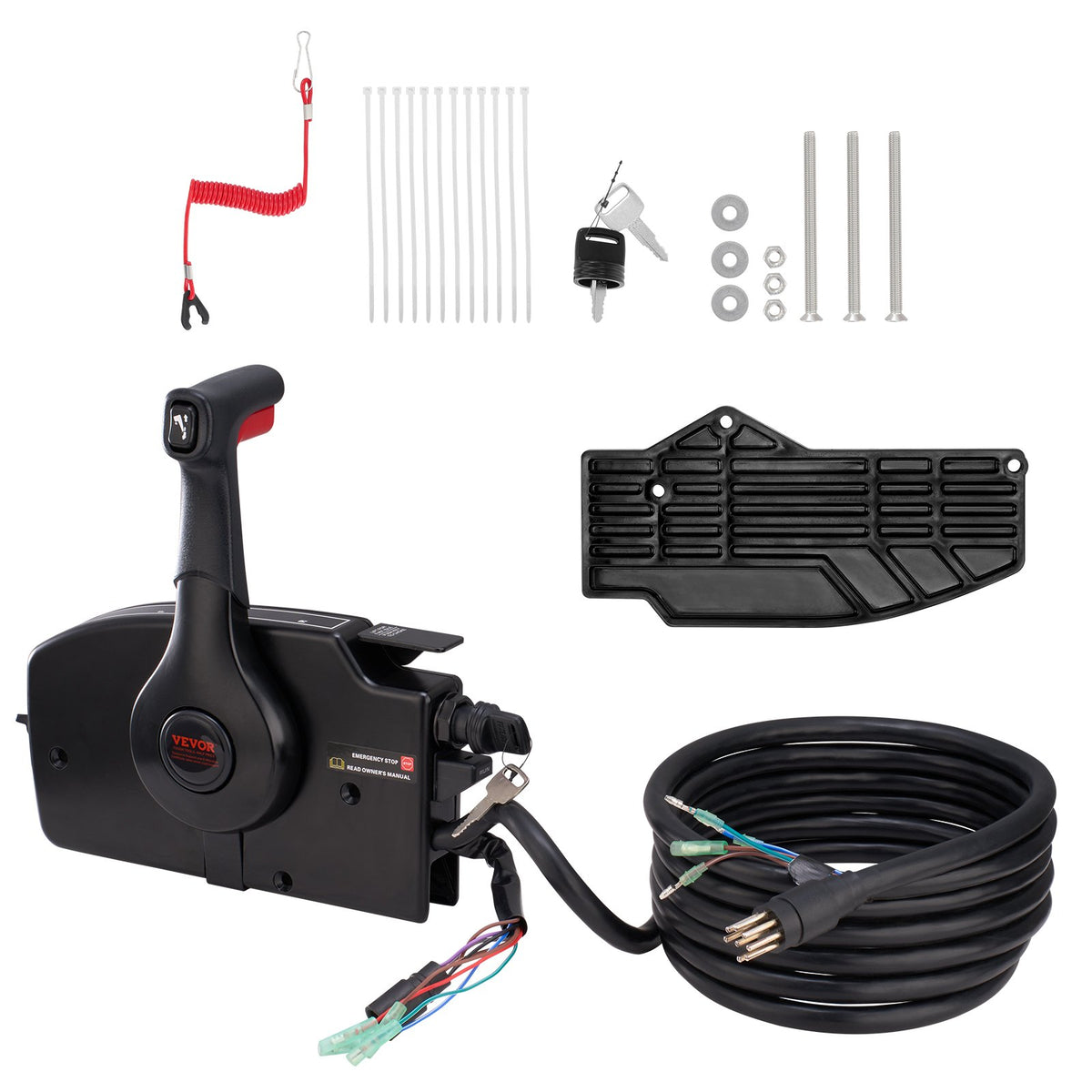 VEVOR Boat Throttle Control, 881170A15 Side-Mounted Outboard Remote Control Box for Mercury PT 2-Stroke, Marine Throttle Control Box with Power Trim Switch, 16.3 ft Harness 8+4 Pin, and Lanyard - CZSCYMKZQMERPYLKAV9 - view 10