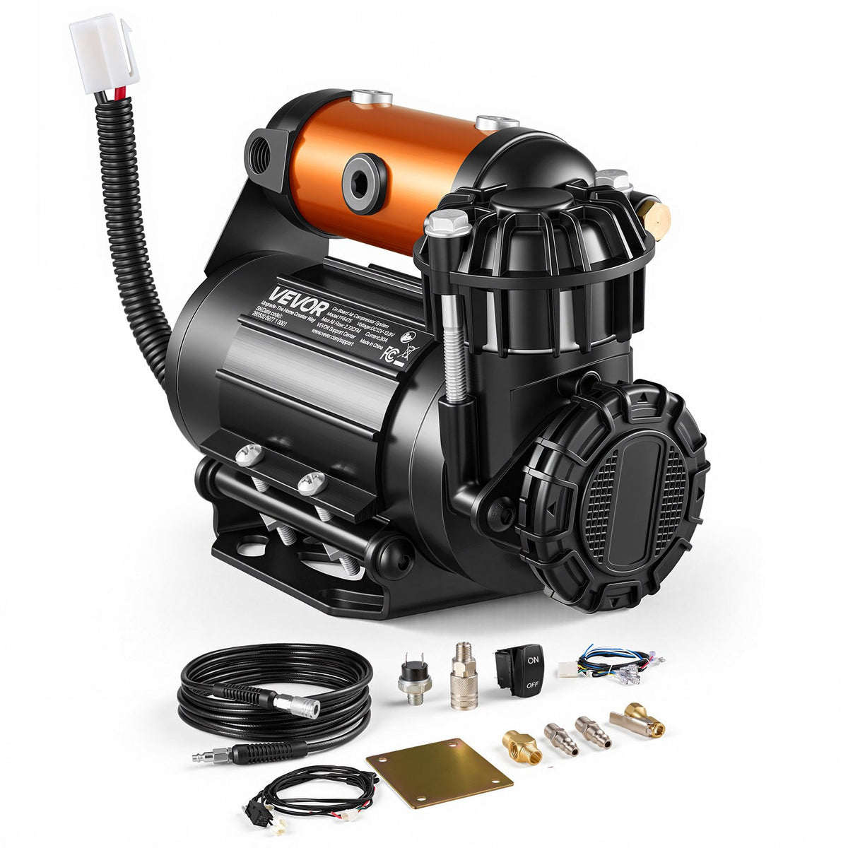 VEVOR 12V Air Compressor 0.5HP 2.72 SCFM Portable Tire Inflator Max 210PSI, Heavy Duty Offroad Air Pump with Differential Lock Harness, Adapters & 19FT Air Hose for Pickup Truck SUV Off-Road Vehicles - CZSDGCQTJ30857VII001V9 - view 1