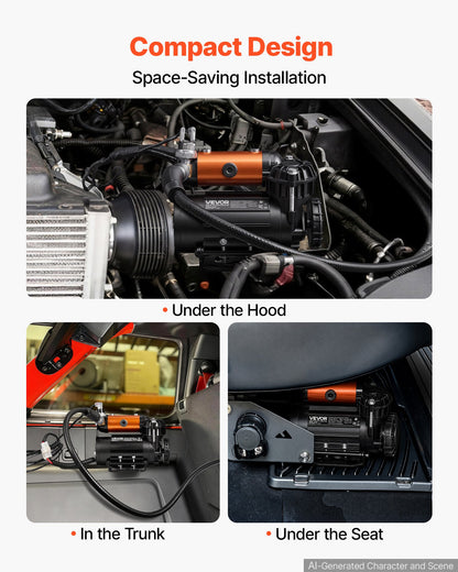 VEVOR 12V Air Compressor 0.5HP 2.72 SCFM Portable Tire Inflator Max 210PSI, Heavy Duty Offroad Air Pump with Differential Lock Harness, Adapters & 19FT Air Hose for Pickup Truck SUV Off-Road Vehicles - CZSDGCQTJ30857VII001V9 - view 7