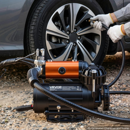 VEVOR 12V Air Compressor 0.5HP 2.72 SCFM Portable Tire Inflator Max 210PSI, Heavy Duty Offroad Air Pump with Differential Lock Harness, Adapters & 19FT Air Hose for Pickup Truck SUV Off-Road Vehicles - CZSDGCQTJ30857VII001V9 - view 9