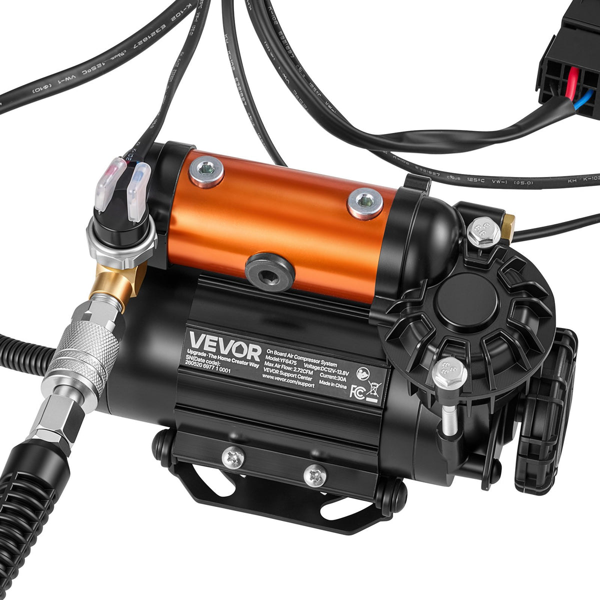 VEVOR 12V Air Compressor 0.5HP 2.72 SCFM Portable Tire Inflator Max 210PSI, Heavy Duty Offroad Air Pump with Differential Lock Harness, Adapters & 19FT Air Hose for Pickup Truck SUV Off-Road Vehicles - CZSDGCQTJ30857VII001V9 - view 10