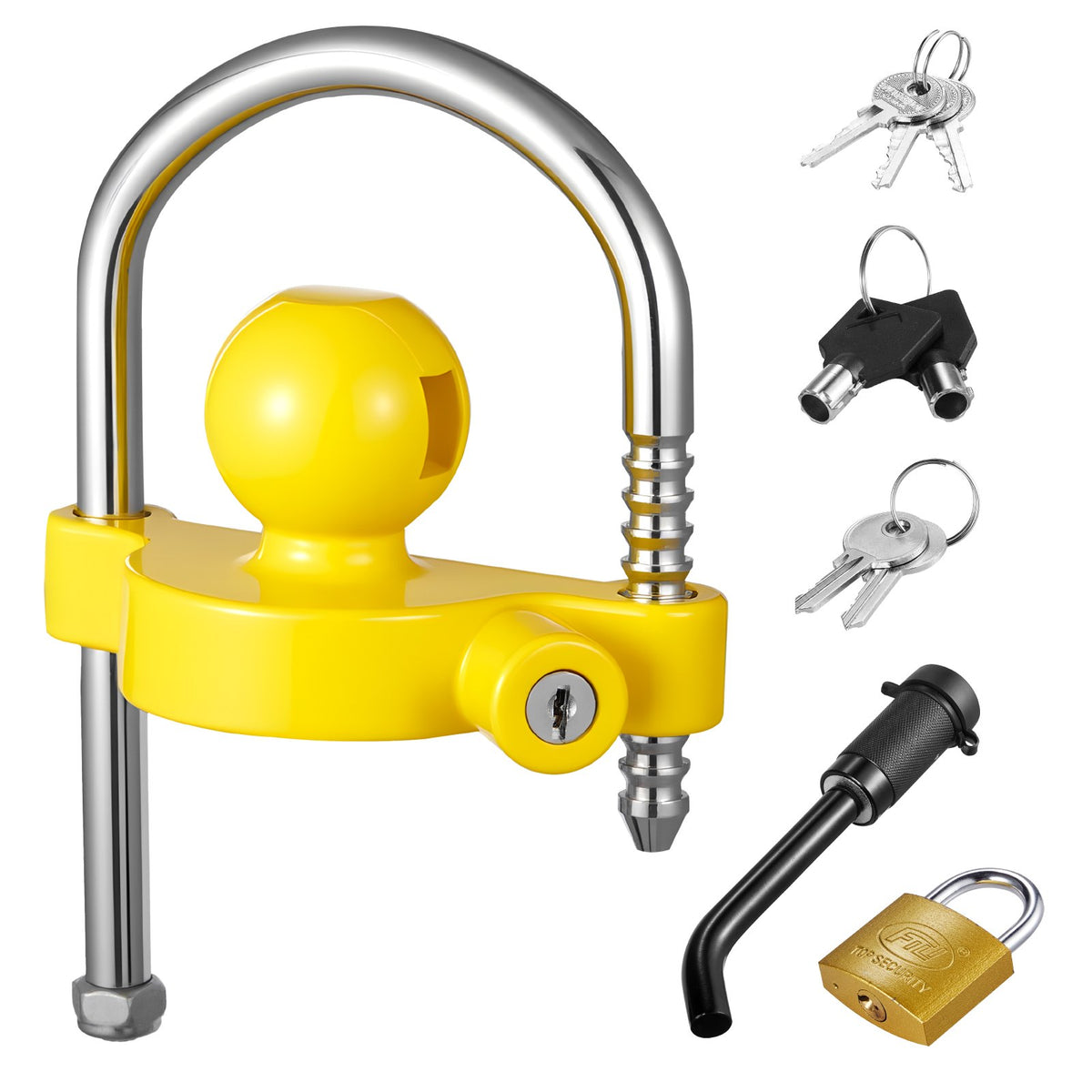 VEVOR Trailer Hitch Lock Kit, Fits for 1-7/8 in, 2 in, 2-5/16 in Couplers, Heavy-Duty Anti-Theft Trailer Ball Lock with Keys, Prying-Resistant, Adjustable Height Design for RVs, Boats, Trailers - CZSOHSDUX178O5DO4001V0 - view 1