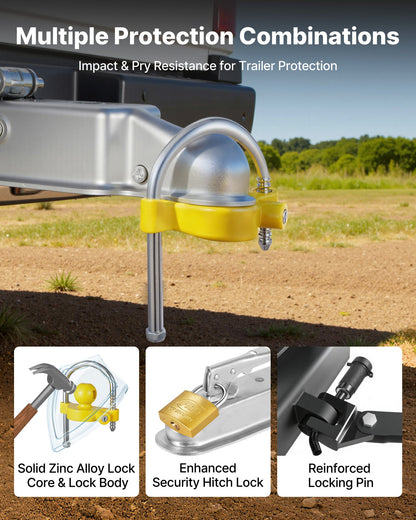 VEVOR Trailer Hitch Lock Kit, Fits for 1-7/8 in, 2 in, 2-5/16 in Couplers, Heavy-Duty Anti-Theft Trailer Ball Lock with Keys, Prying-Resistant, Adjustable Height Design for RVs, Boats, Trailers - CZSOHSDUX178O5DO4001V0 - view 4