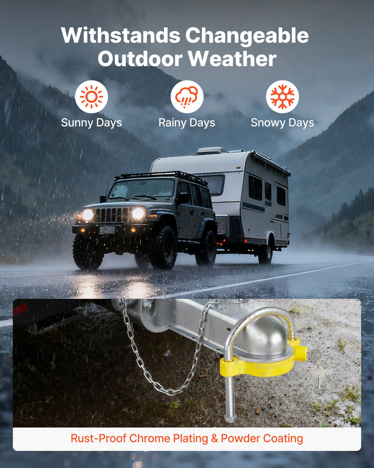 VEVOR Trailer Hitch Lock Kit, Fits for 1-7/8 in, 2 in, 2-5/16 in Couplers, Heavy-Duty Anti-Theft Trailer Ball Lock with Keys, Prying-Resistant, Adjustable Height Design for RVs, Boats, Trailers - CZSOHSDUX178O5DO4001V0 - view 5