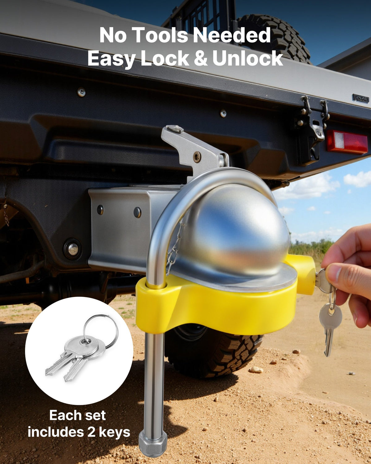 VEVOR Trailer Hitch Lock Kit, Fits for 1-7/8 in, 2 in, 2-5/16 in Couplers, Heavy-Duty Anti-Theft Trailer Ball Lock with Keys, Prying-Resistant, Adjustable Height Design for RVs, Boats, Trailers - CZSOHSDUX178O5DO4001V0 - view 6