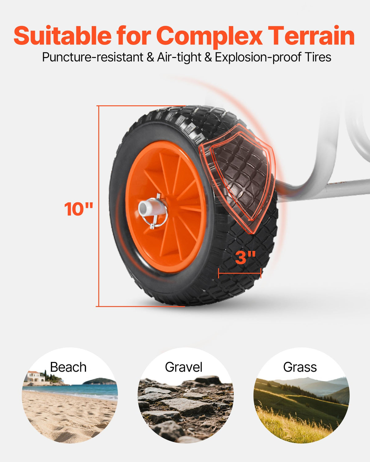 VEVOR Kayak Cart, 150 lbs Load Capacity, Stand Up Paddle Board Trolley with 10-inch Solid Rubber Tires & Kickstands, Paddle Board Carrier with Ratchet Strap for Paddleboard & Surfboard Transport - CZSPHTTC10INP1Q50001V0 - view 4