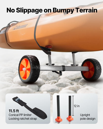 VEVOR Kayak Cart, 230 lbs Load Capacity, Canoe Cart Dolly with 10-inch Solid PU Tires & Kickstand, Assembles & Disassembles Within Seconds, Paddle Board Trolley for Kayaks, Canoes, Paddleboards - CZSPHTTC10INTL5QS001V0 - view 5