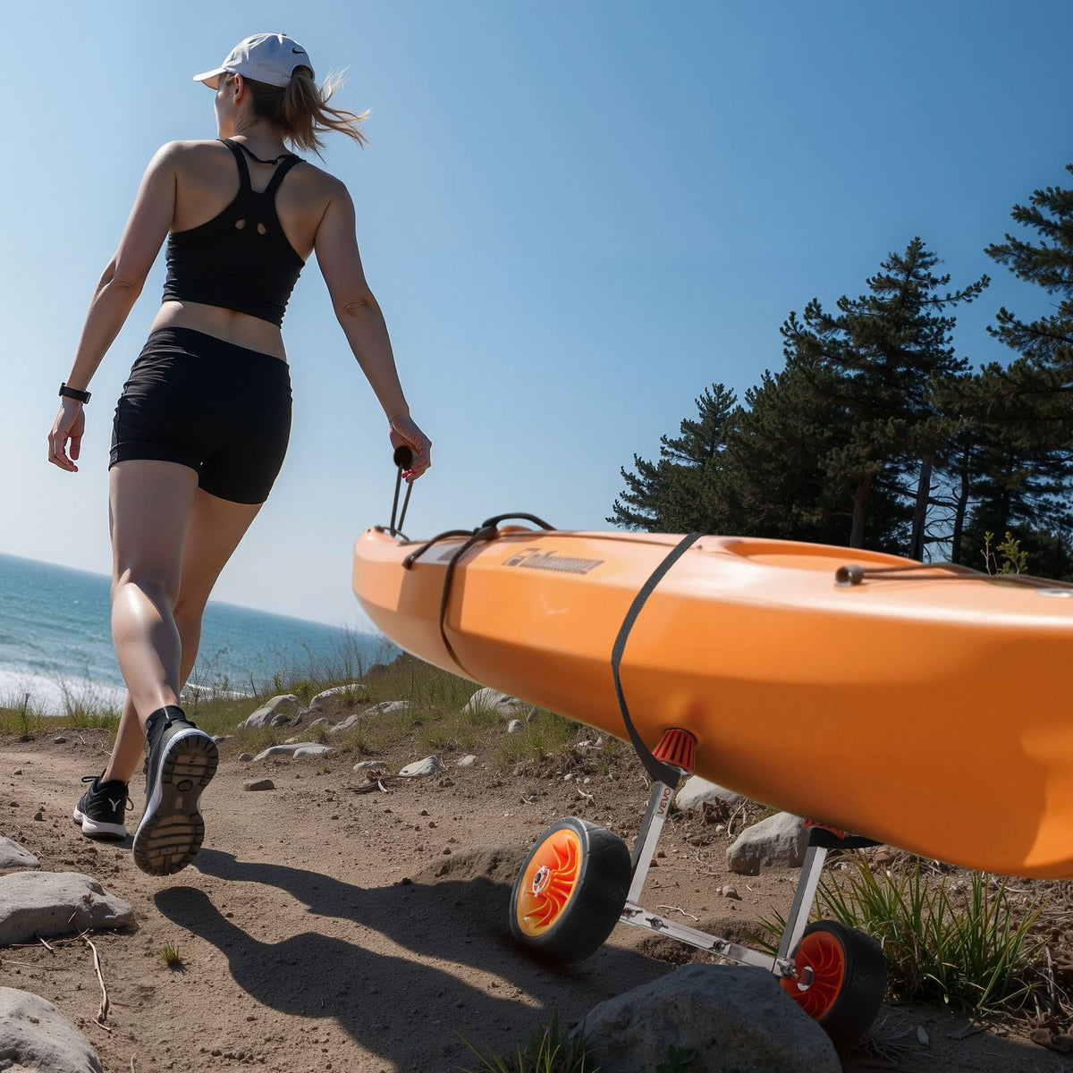 VEVOR Kayak Cart, 250 lbs Load Capacity, Canoe Cart Dolly with 7.5-inch Solid Rubber Tires & Kickstand, Assembles & Disassembles Within Seconds, Paddle Board Trolley for Kayaks, Canoes, Paddleboards - CZSPHTTC8INC8AUKV001V0 - view 9