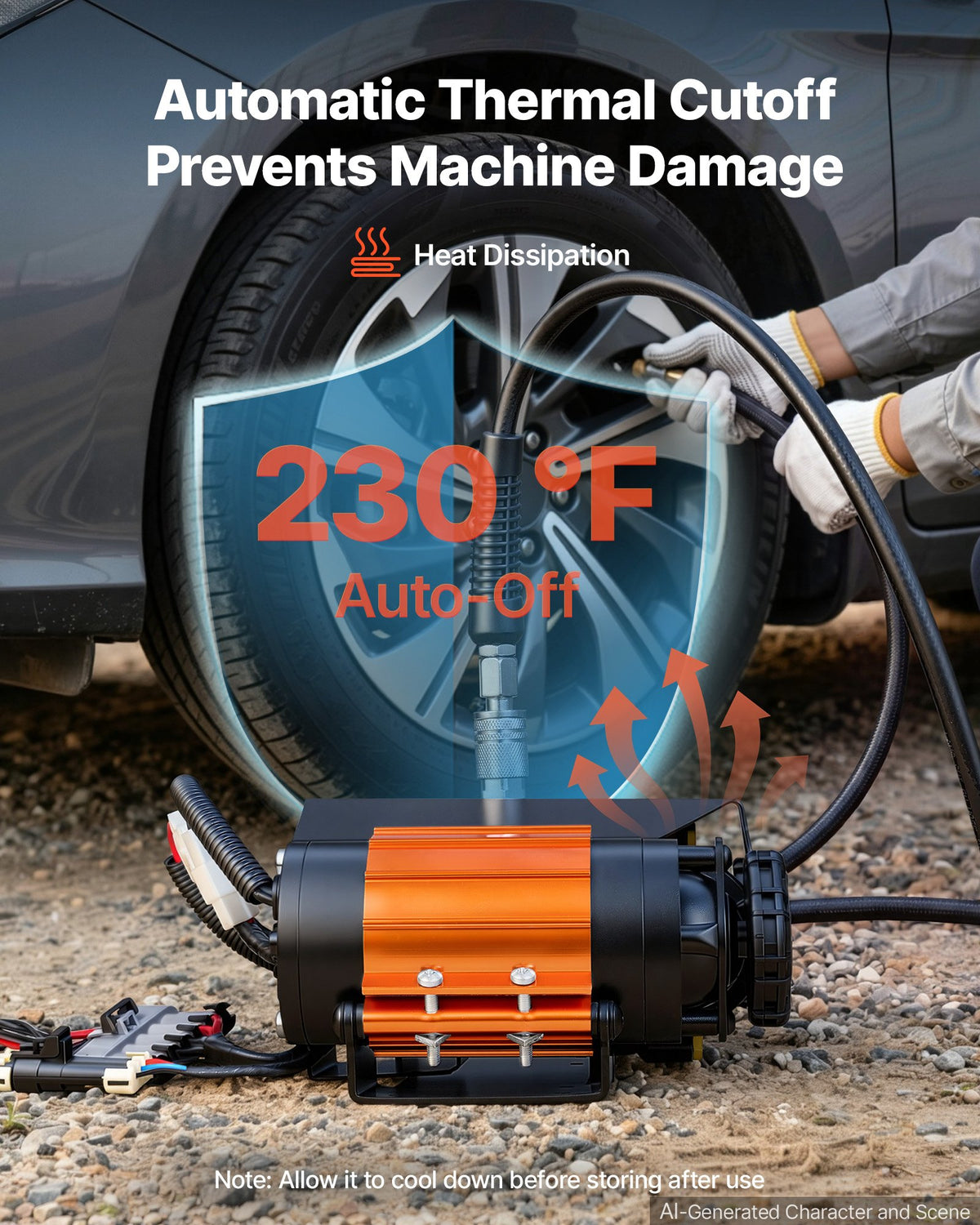 VEVOR 12V Dual-Cylinder Air Compressor 1HP 4.73 SCFM Portable Tire Inflator, Max 150PSI Heavy Duty Offroad Air Pump with Differential Lock Harness for Pickup Trucks SUVs Off-Road Vehicles - CZSSG614CFM5V6HN4001V9 - view 4