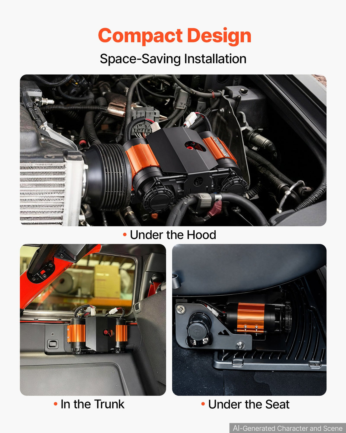 VEVOR 12V Dual-Cylinder Air Compressor 1HP 4.73 SCFM Portable Tire Inflator, Max 150PSI Heavy Duty Offroad Air Pump with Differential Lock Harness for Pickup Trucks SUVs Off-Road Vehicles - CZSSG614CFM5V6HN4001V9 - view 6