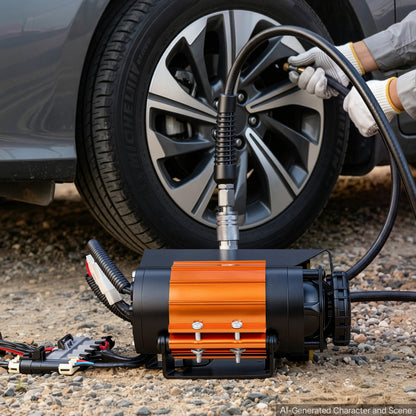 VEVOR 12V Dual-Cylinder Air Compressor 1HP 4.73 SCFM Portable Tire Inflator, Max 150PSI Heavy Duty Offroad Air Pump with Differential Lock Harness for Pickup Trucks SUVs Off-Road Vehicles - CZSSG614CFM5V6HN4001V9 - view 9