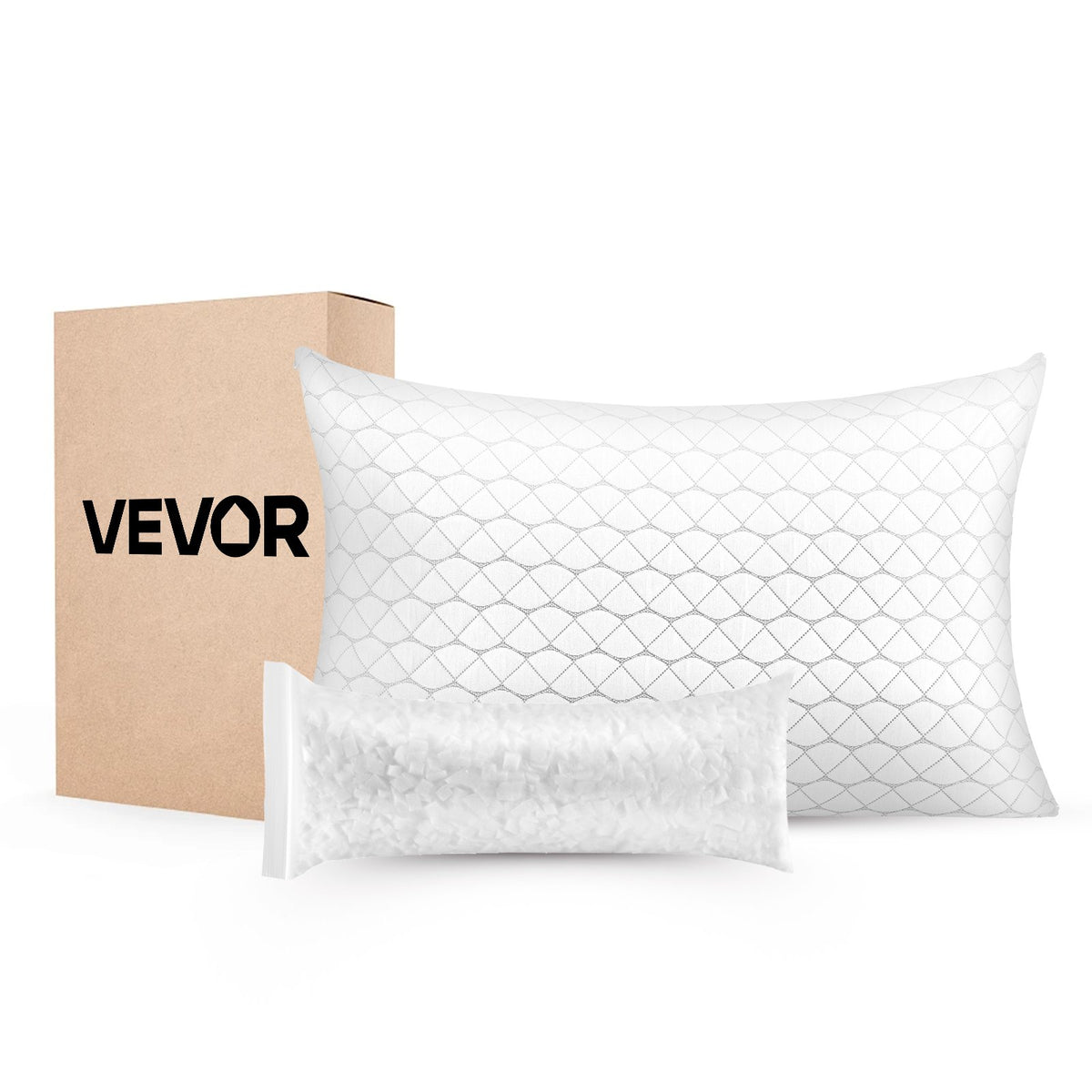 VEVOR Bed Pillow for Sleeping, King Size Luxury Quality Hotel Pillow with Memory Foam Fill, Supportive & Adjustable, Includes Natural Firber Pillowcase, Bedding for Back, Stomach and Side Sleepers - CZTJYMJZKING2GSDM001V0 - view 1