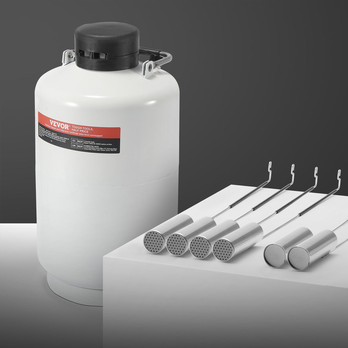 VEVOR Liquid Nitrogen Tank, 10 L Aluminum Alloy Liquid Nitrogen Container, LN2 Tank Dewar with 6 Canisters and Carry Bag with Straps, Cryogenic Tank for Beauty Industry, Semen Preservation, Scientific - CZXYDG10L000IEX2HV0 - view 9
