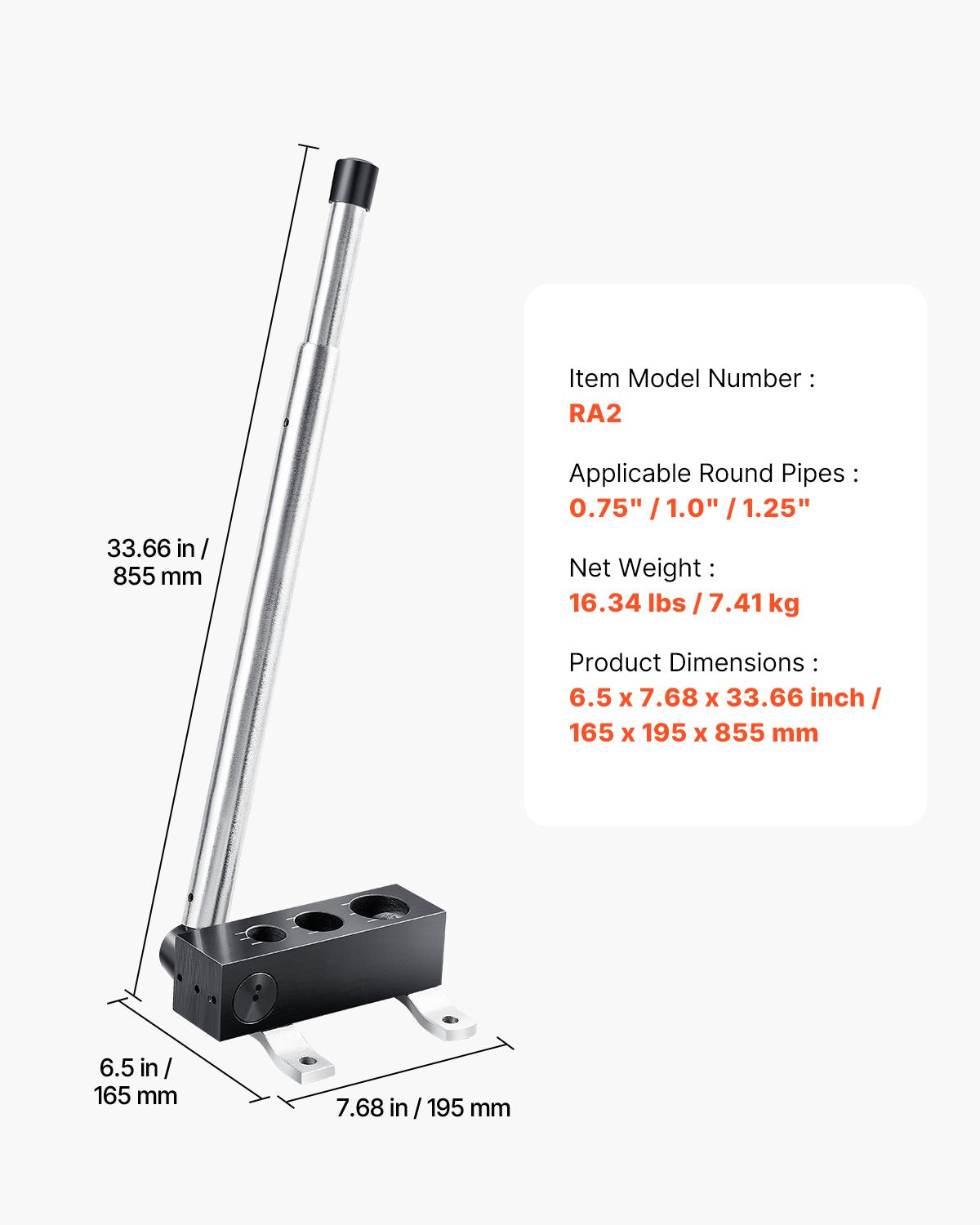 VEVOR Pipe Notcher, Tubing Pipe Notcher for 0.75/1.0/1.25-inch Pipes, Steel Pipe and Tube Notcher with Long Handle for Auto Repair, Construction, Metalworking, Support Horizontal/Vertical Operation - CZYT07510125B49V4V0 - view 8