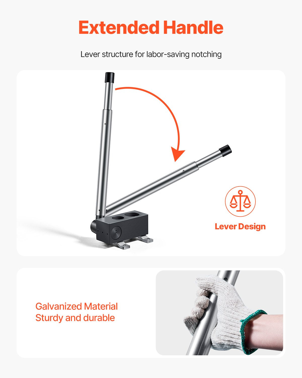 VEVOR Pipe Notcher, Tubing Pipe Notcher for 1.5/2-inch Pipes, Steel Pipe and Tube Notcher with Long Handle for Auto Repair, Construction, Metalworking, Support Horizontal/Vertical Operation - CZYT1520INCHLJD6HV0 - view 7