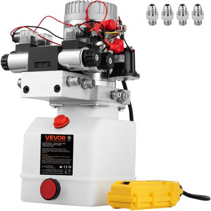 VEVOR Hydraulic Pump Double Acting Hydraulic Power Unit Double Solenoid Hydraulic Power Pack 12V DC Hydraulic Power Pump with 4.5Liter Reservoir for Dump Trailer Car Lifting - CZYYB4.5LZZ004234V0 - view 1