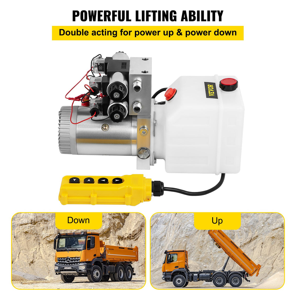 VEVOR Hydraulic Pump Double Acting Hydraulic Power Unit Double Solenoid Hydraulic Power Pack 12V DC Hydraulic Power Pump with 4.5Liter Reservoir for Dump Trailer Car Lifting - CZYYB4.5LZZ004234V0 - view 3