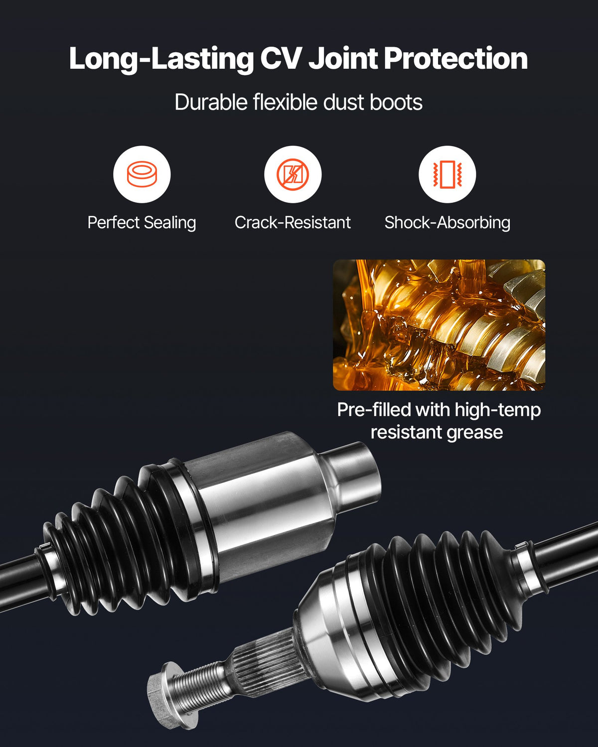 VEVOR CV Axle Shaft Assembly, 2 Pieces Front Left & Right (Driver and Passenger Side), Automotive Replacement Joint Axles Pair Compatible with 2010-2017 Chevrolet Equinox, Alloy Steel & Carbon Steel - CZZCTZZH2GSM87ONR001V0 - view 5
