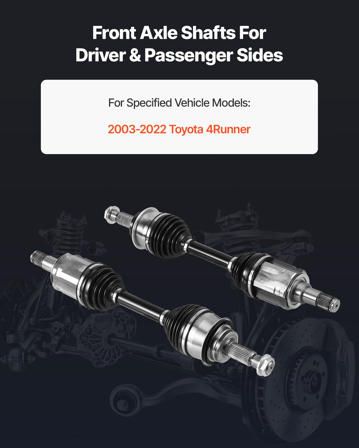 VEVOR CV Axle Shaft Assembly, 2 Pieces Front Left & Right (Driver and Passenger Side), Automotive Replacement CV Joint Axles Pair Compatible with 2003-2022 Toyota 4Runner, Alloy Steel & Carbon Steel - CZZCTZZH2GSMAWH45001V0 - view 3