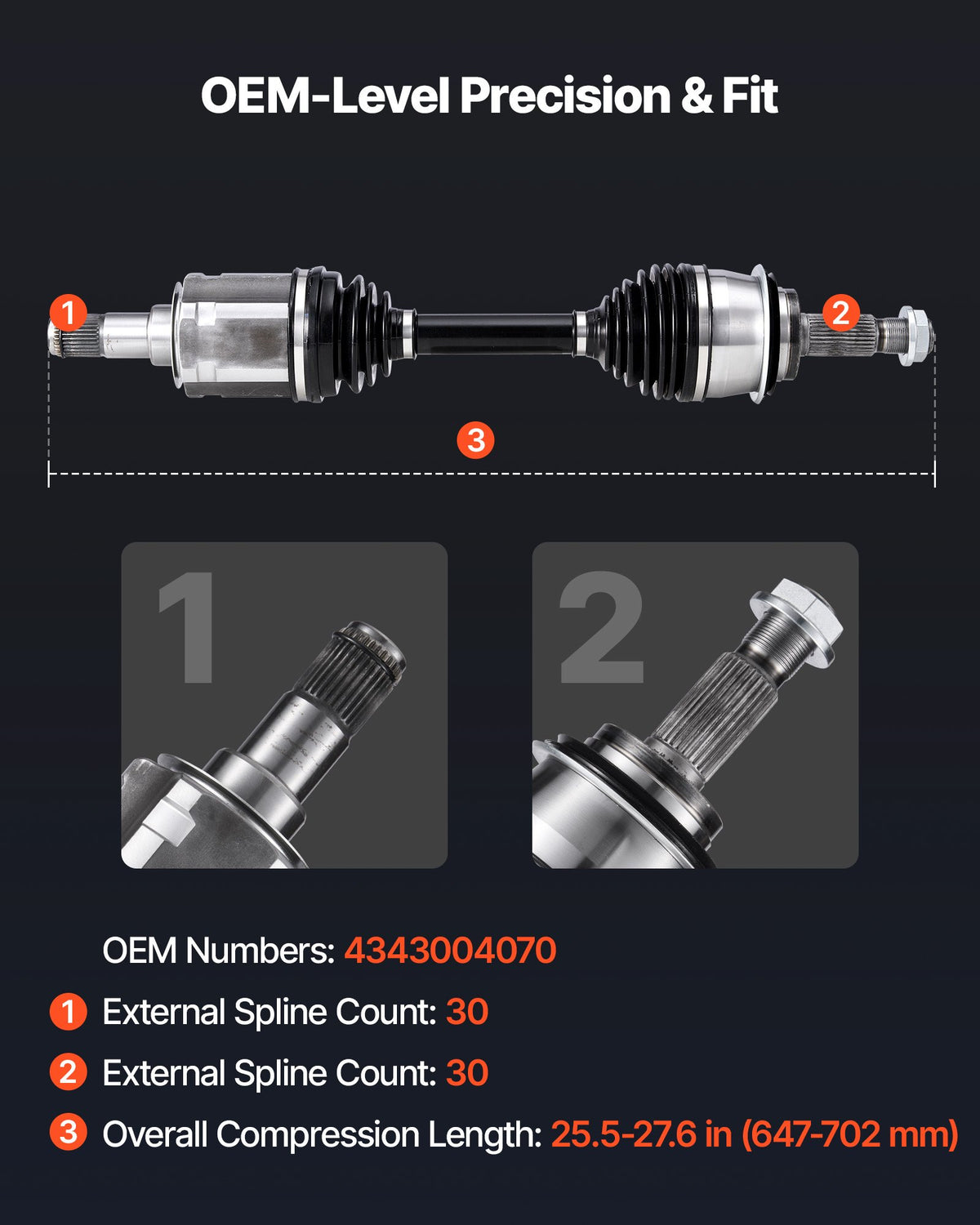VEVOR CV Axle Shaft Assembly, 2 Pieces Front Left & Right (Driver and Passenger Side), Automotive Replacement CV Joint Axles Pair Compatible with 2003-2022 Toyota 4Runner, Alloy Steel & Carbon Steel - CZZCTZZH2GSMAWH45001V0 - view 4