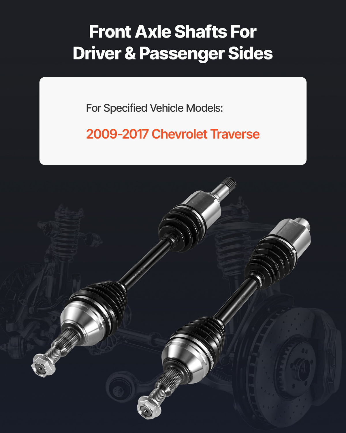 VEVOR CV Axle Shaft Assembly, 2 Pieces Front Left & Right (Driver and Passenger Side), Automotive Replacement Joint Axles Pair Compatible with 2009-2017 Chevrolet Traverse, Alloy Steel & Carbon Steel - CZZCTZZH2GSMBUGR1001V0 - view 3