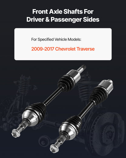 VEVOR CV Axle Shaft Assembly, 2 Pieces Front Left & Right (Driver and Passenger Side), Automotive Replacement Joint Axles Pair Compatible with 2009-2017 Chevrolet Traverse, Alloy Steel & Carbon Steel - CZZCTZZH2GSMBUGR1001V0 - view 3