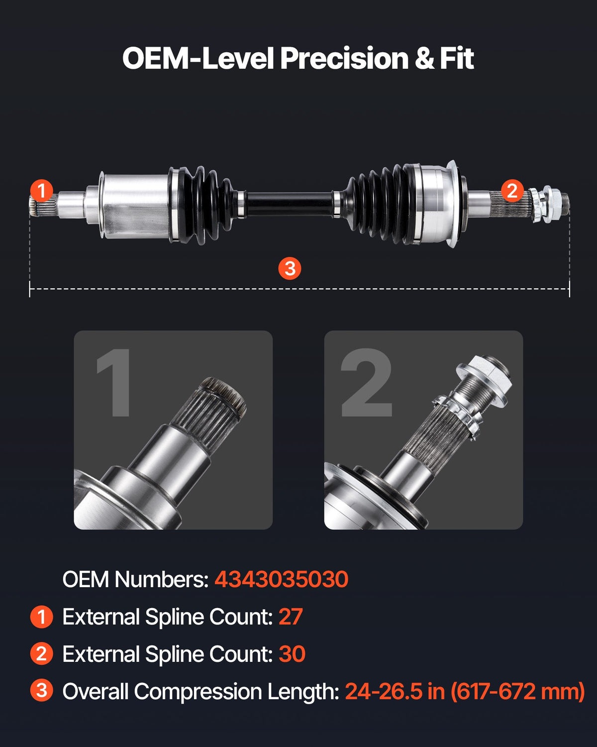 VEVOR CV Axle Shaft Assembly, 2 Pieces Front Left & Right (Driver and Passenger Side), Automotive Replacement CV Joint Axles Pair Compatible with 1996-2002 Toyota 4Runner, Alloy Steel & Carbon Steel - CZZCTZZH2GSMGKMLO001V0 - view 4