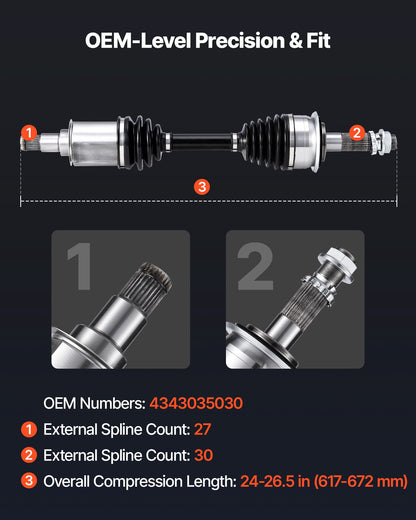 VEVOR CV Axle Shaft Assembly, 2 Pieces Front Left & Right (Driver and Passenger Side), Automotive Replacement CV Joint Axles Pair Compatible with 1996-2002 Toyota 4Runner, Alloy Steel & Carbon Steel - CZZCTZZH2GSMGKMLO001V0 - view 4