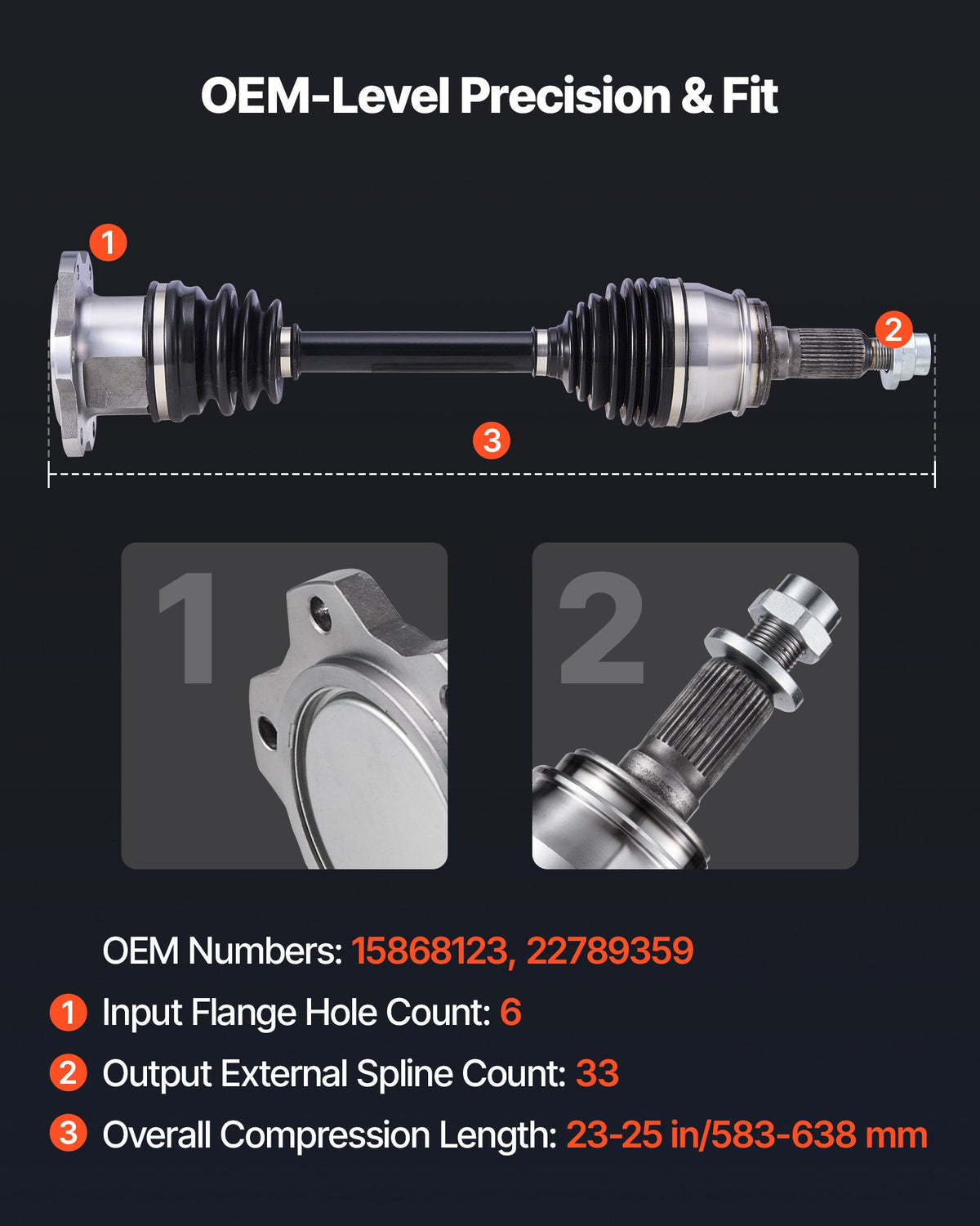 VEVOR CV Axle Shaft Assembly, 2 Pieces Front Left & Right (Driver and Passenger Side), Automotive Replacement CV Axles Pair Compatible with 2007-2020 Cadillac Escalade, Alloy Steel & Carbon Steel - CZZCTZZH2GSMKC41P001V0 - view 4