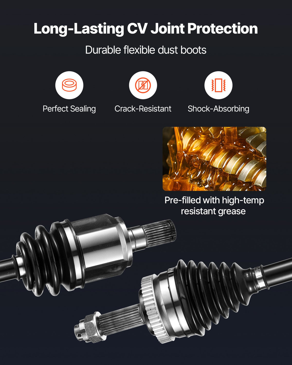 VEVOR CV Axle Shaft Assembly, 2 Pieces Front Left & Right (Driver and Passenger Side), Automotive Replacement CV Joint Axles Pair Compatible with 2011-2014 Hyundai Sonata, Alloy Steel & Carbon Steel - CZZCTZZH2GSMPL7AJ001V0 - view 5