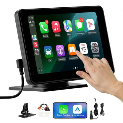 VEVOR Wireless Car Stereo, 7-Inch HD Portable Radio Touch Screen Compatible with Apple CarPlay & Android Auto, CarPlay Screen with Backup Camera, Voice Control, Mirror Link, Bluetooth, GPS Navigation - CZZKP7INCHBDV1Y7K001V9 - view 2