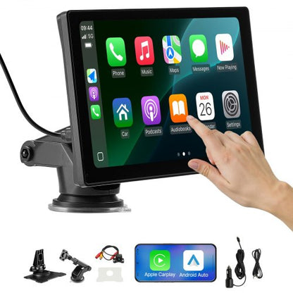 VEVOR Wireless Car Stereo, 9-Inch HD Portable Radio Touch Screen Compatible with Apple CarPlay & Android Auto, CarPlay Screen with Backup Camera, Voice Control, Mirror Link, Bluetooth, GPS Navigation - CZZKP9INCHBD3G8EV001V9 - view 2