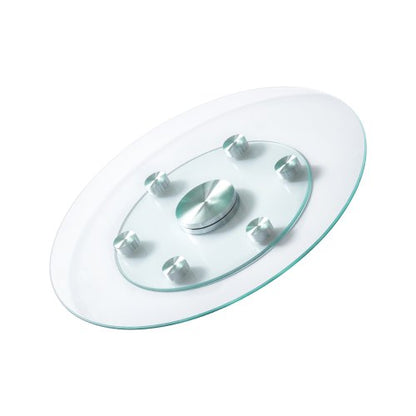 VEVOR 24 in Glass Lazy Susan Turntable, Tempered Glass Dining Table Centerpiece with 6 Rotating Wheels, 360° Smooth and Silent Spin Tabletop Rotating Tray, for Family Gatherings, Banquets & Weddings - CZZP24YCBLTM6C96AV0 - view 2