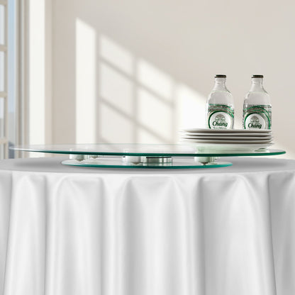 VEVOR 24 in Glass Lazy Susan Turntable, Tempered Glass Dining Table Centerpiece with 6 Rotating Wheels, 360° Smooth and Silent Spin Tabletop Rotating Tray, for Family Gatherings, Banquets & Weddings - CZZP24YCBLTM6C96AV0 - view 9