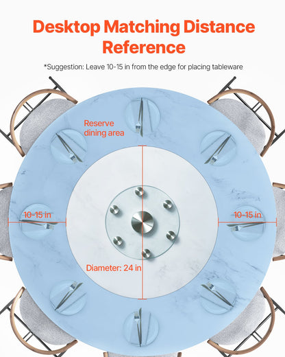 VEVOR 30 in Glass Lazy Susan Turntable, Tempered Glass Dining Table Centerpiece with 6 Rotating Wheels, 360° Smooth and Silent Spin Tabletop Rotating Tray, for Family Gatherings, Banquets & Weddings - CZZP30YCBLTMNYA7MV0 - view 7