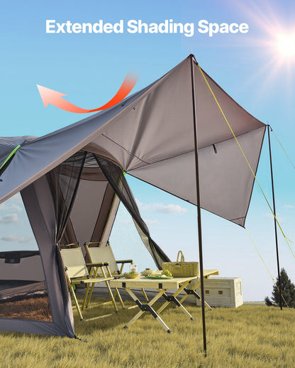 VEVOR SUV Tent for Camping, 10FT L x 10FT W, Waterproof PU2000mm Spacious Double Layer Design for 5-8 Person, SUV Camping Tent with Shade Awning and Mesh Windows, Includes Rainfly and Storage Bag - CZZPCHK1010F0ER65V0 - view 4