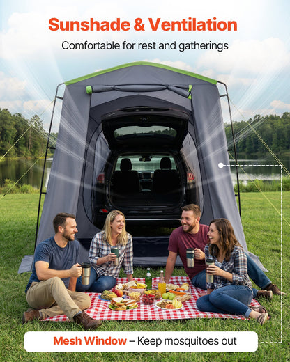 VEVOR Large SUV Tent for 5–9 Person, 10.6 x 8 FT All-Season SUV Tailgate Tent with Ventilated Door & Mesh Windows, PU3000mm Waterproof Dual-Use Car Rear Hatch Tents for Outdoor Camping Hiking - CZZPCHK1068FB74OI001V0 - view 5