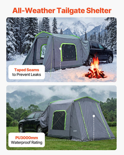 VEVOR Large SUV Tent for 5–9 Person, 10.6 x 8 FT All-Season SUV Tailgate Tent with Ventilated Door & Mesh Windows, PU3000mm Waterproof Dual-Use Car Rear Hatch Tents for Outdoor Camping Hiking - CZZPCHK1068FB74OI001V0 - view 6