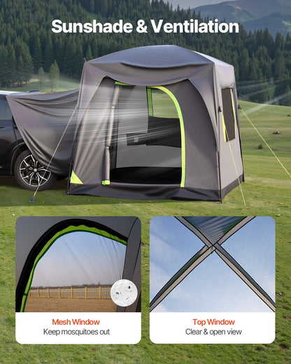 VEVOR SUV Tent for Camping, 10FT L x 8FT W, Waterproof PU2000mm Spacious Double Layer Design for 5-8 Person, SUV Camping Tent with Mesh Windows, Includes Rainfly & Storage Bag, for Outdoor Activities - CZZPCHK108FTS8UF8V0 - view 7