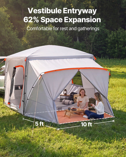 VEVOR SUV Camping Tent for 5-9 Person, 13 x 10 FT 3-Season SUV Tailgate Tent with Ventilated Windows, PU2000mm Waterproof Dual-Use Car Rear Hatch Tents for Outdoor Hiking Travels - CZZPCHK1310F0VE5E001V0 - view 5
