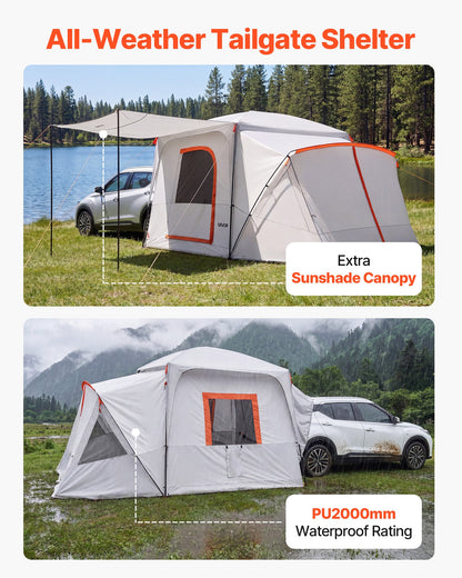 VEVOR SUV Camping Tent for 5-9 Person, 13 x 10 FT 3-Season SUV Tailgate Tent with Ventilated Windows, PU2000mm Waterproof Dual-Use Car Rear Hatch Tents for Outdoor Hiking Travels - CZZPCHK1310F0VE5E001V0 - view 6
