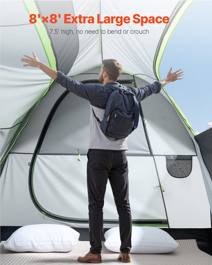 VEVOR SUV Tent for Camping, 8FT L x 8FT W, Waterproof PU2000mm Spacious Double Layer Design for 5-8 Person, SUV Camping Tent with Mesh Windows, Includes Rainfly & Storage Bag, for Outdoor Activities - CZZPCHK88FT03MD8MV0 - view 4