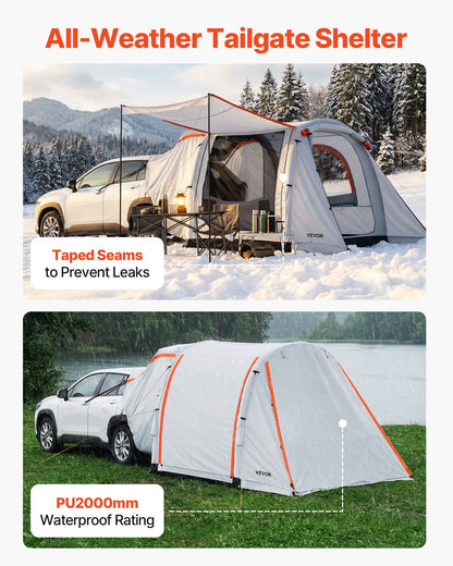 VEVOR Inflatable SUV Tent with Awning, 8 x 6.7 ft 3-Season SUV Tailgate Tent with Ventilated Doors & Mesh Window, PU2000mm Waterproof Car Rear Hatch Tents for Outdoor Camping - Air Pump Included - CZZPCQKCQK869G1GN001V0 - view 6