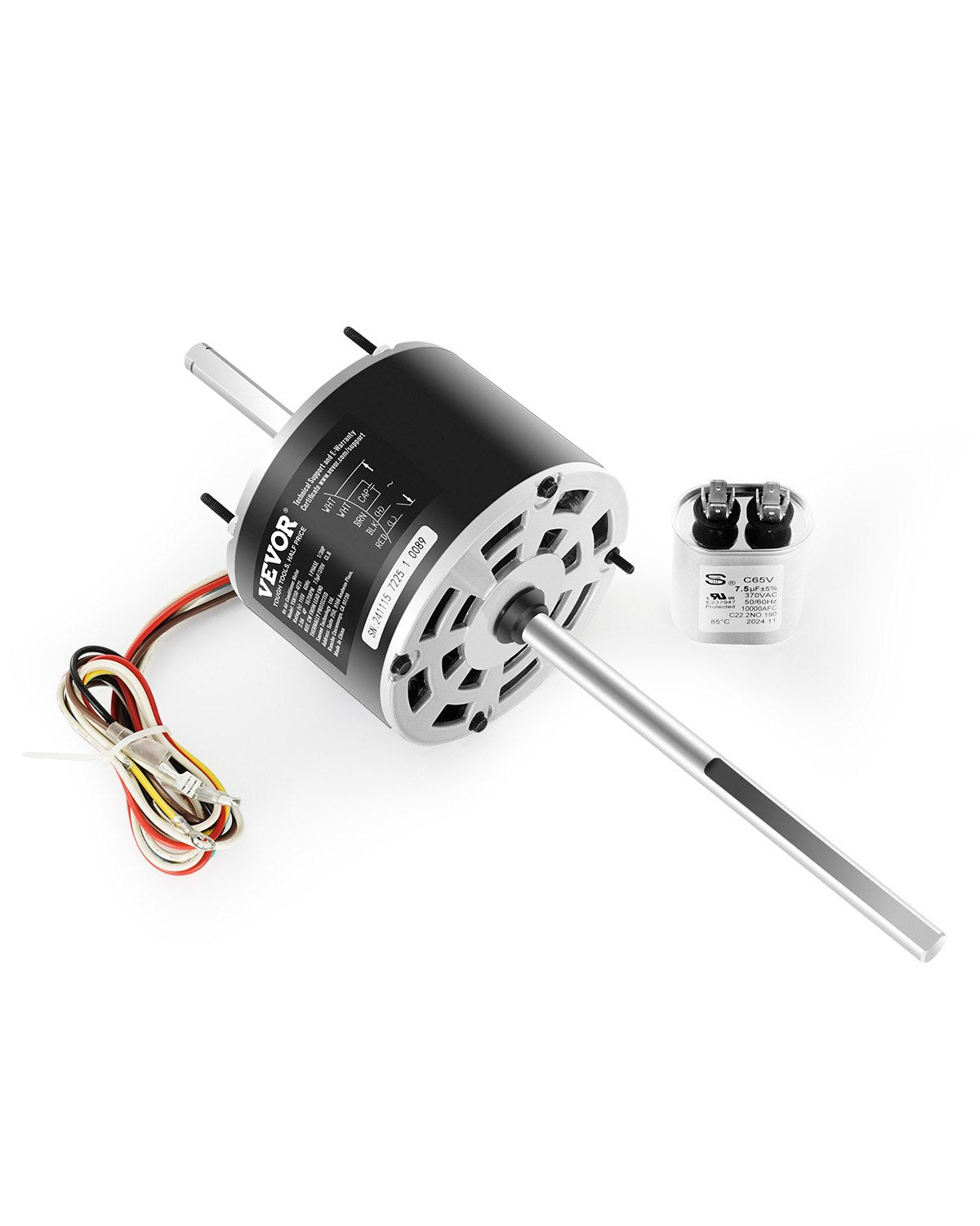 VEVOR 1/3HP RV Air Conditioner Motor with Capacitor, AC115V 3A, 1675 RPM, Replacement for Coleman Mach RV AC Fan Motor, Replaces Fasco D1092, 1468-306, 1468-3068, 1468-3069, 7184-0156, 7184-0432 - D1092XFCKDDJ53IQRV1 - view 1