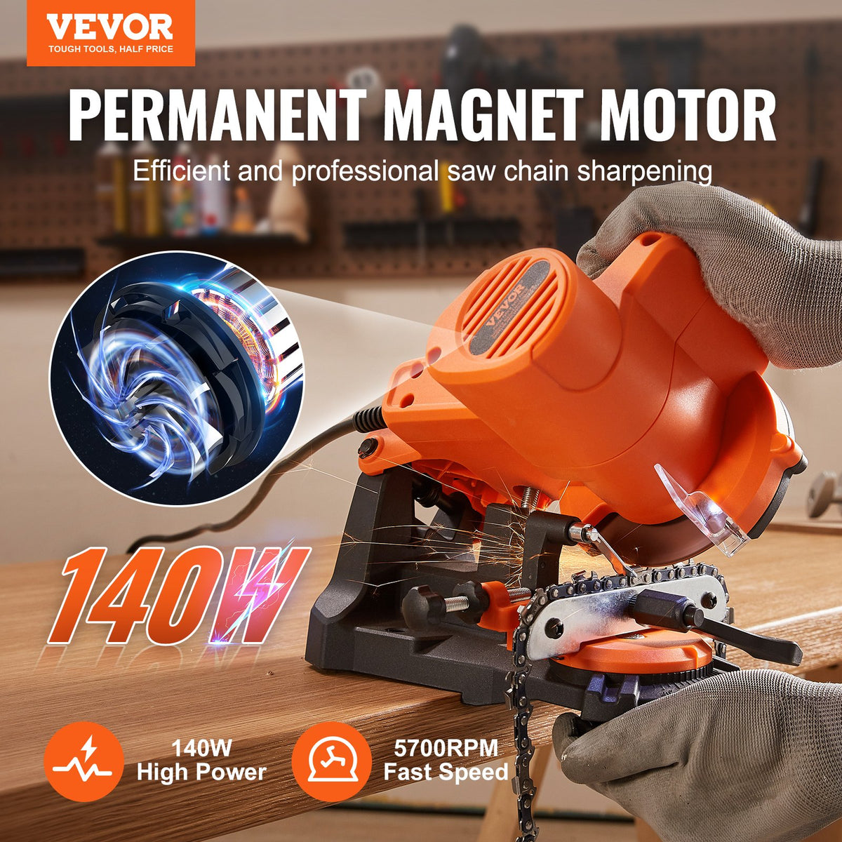VEVOR Chainsaw Sharpeners - Select Your Configuration - D140W5500RPM3RMOLV1 - view 2