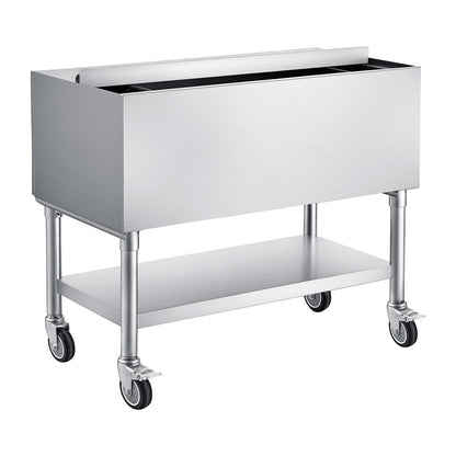 VEVOR Commercial Ice Bin, 100.7 Qt Max Capacity, 36 x 19 x 35 Inch Stainless Steel Ice Chest with Sliding Lid and Bottle Holders, Cooler Cart Cocktail Unit for Bar Restaurant Pub, NSF Certified - DBCBX1936INCM2LDN002V0 - view 10