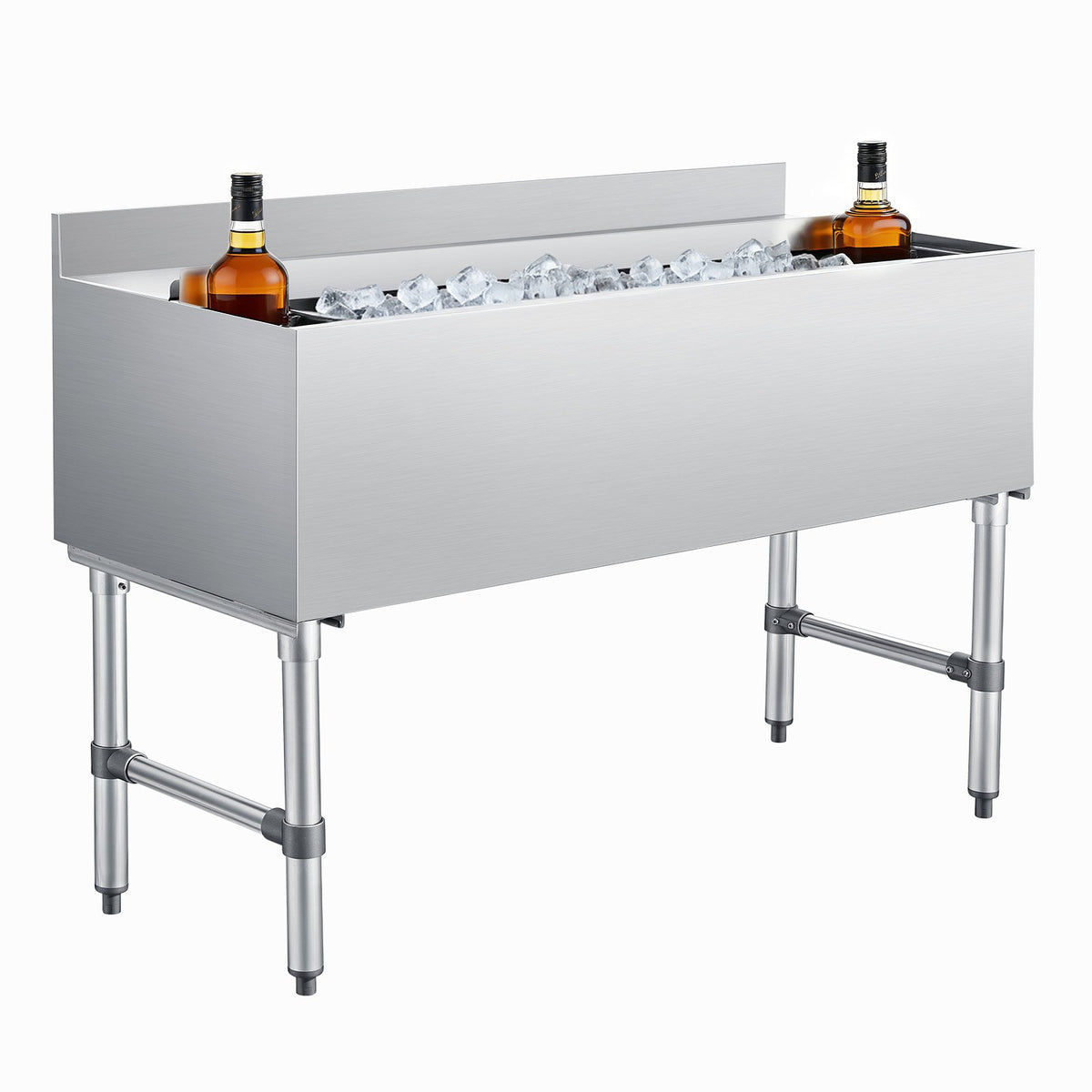 VEVOR Commercial Ice Bin, 137.4 Qt Max Capacity, 48 x 19 x 33 Inch Stainless Steel Ice Chest with Sliding Lid and Bottle Holders, Cooler Cart Cocktail Unit for Bar Restaurant Pub, NSF Certified - DBCBX33INCH18AC87001V0 - view 1