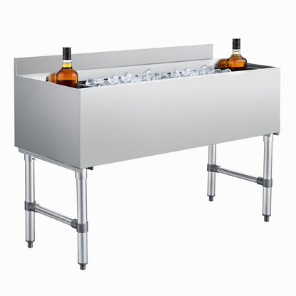 VEVOR Commercial Ice Bin, 137.4 Qt Max Capacity, 48 x 19 x 33 Inch Stainless Steel Ice Chest with Sliding Lid and Bottle Holders, Cooler Cart Cocktail Unit for Bar Restaurant Pub, NSF Certified - DBCBX33INCH18AC87001V0 - view 1