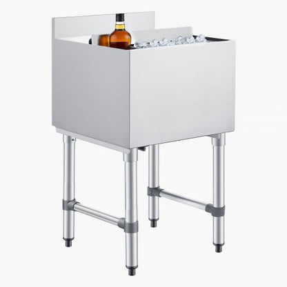 VEVOR Commercial Ice Bin, 49.4 Qt Max Capacity, 18 x 18 x 33 Inch Stainless Steel Ice Chest with Sliding Lid and Bottle Holders, Cooler Cart Cocktail Unit for Bar Restaurant Pub, NSF Certified - DBCBX33INCH1DEWH7001V0 - view 2